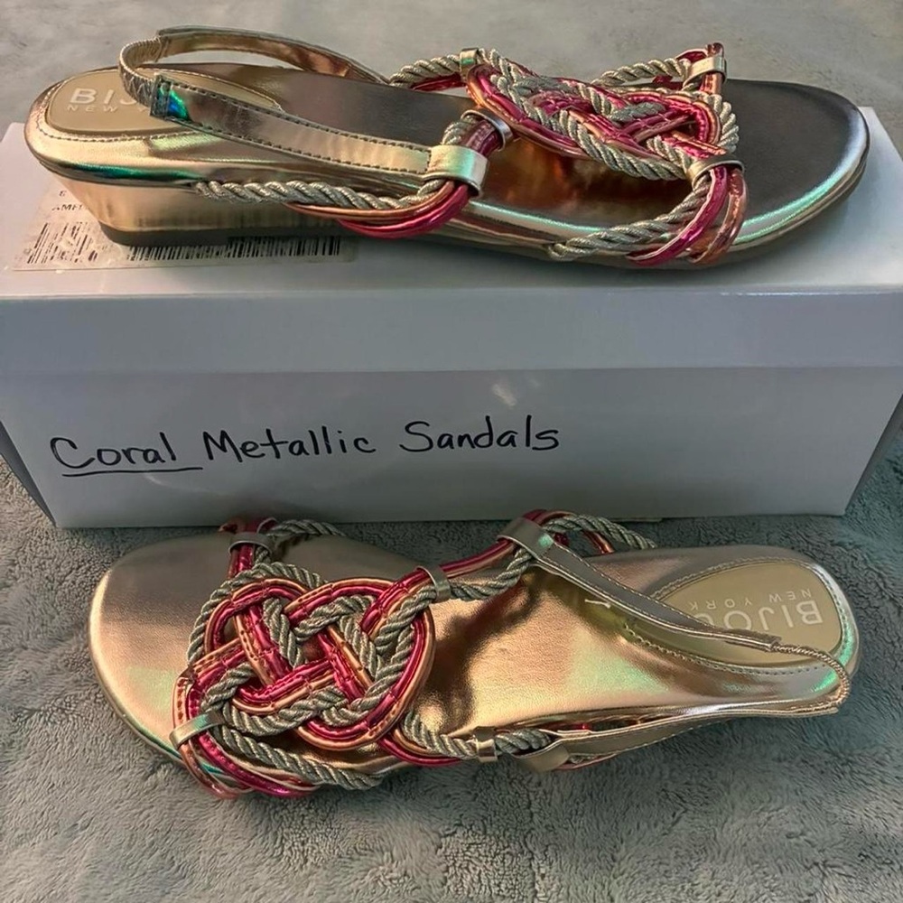 Bionica Gold and Pink Braided Sandals